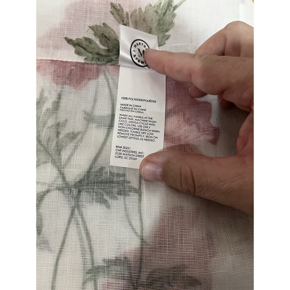Martha Stewart Garden Floral Sheer Panel Pair 37"x84" Cottage Country - Picture 5 of 7